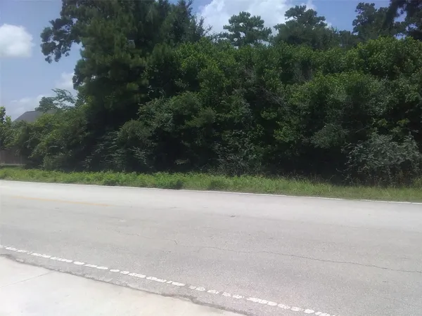 a view of a field with trees in background