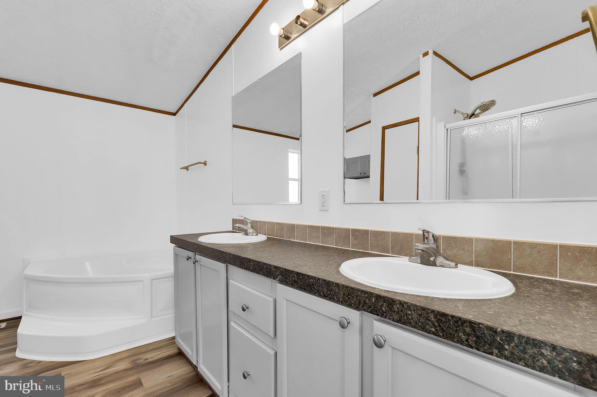 7810 Clark Road, Unit D88 Jessup, MD 20794 - Photo 16 of 30 a bathroom with a granite countertop sink and a mirror