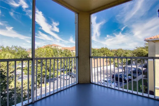 a view of a city from a balcony