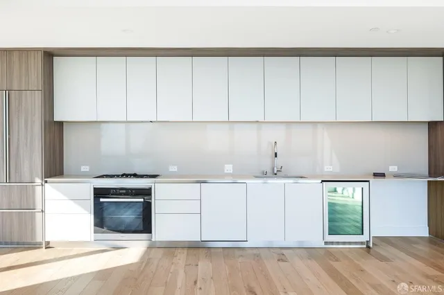 an empty room with cabinet