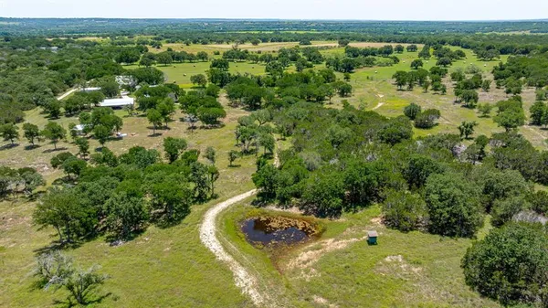 a view of a big yard with large trees