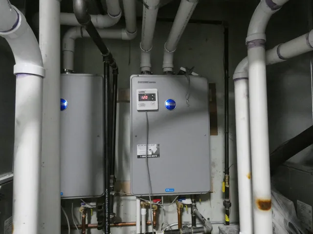 a close view of water heater room
