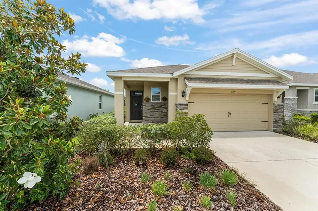 a view of a house with a yard and plants