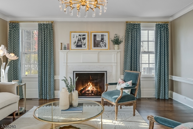 22 Talmage Road Mendham, NJ 07945 - Photo 27 of 46 a living room with furniture and a fireplace