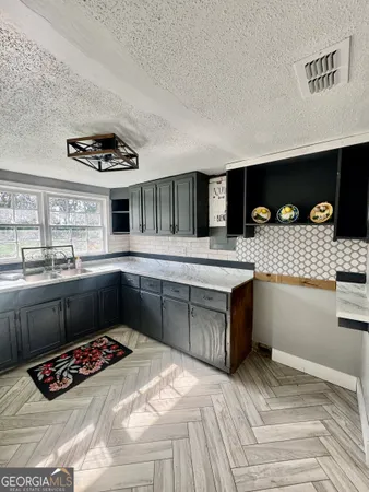 a bathroom with a shower and a toilet