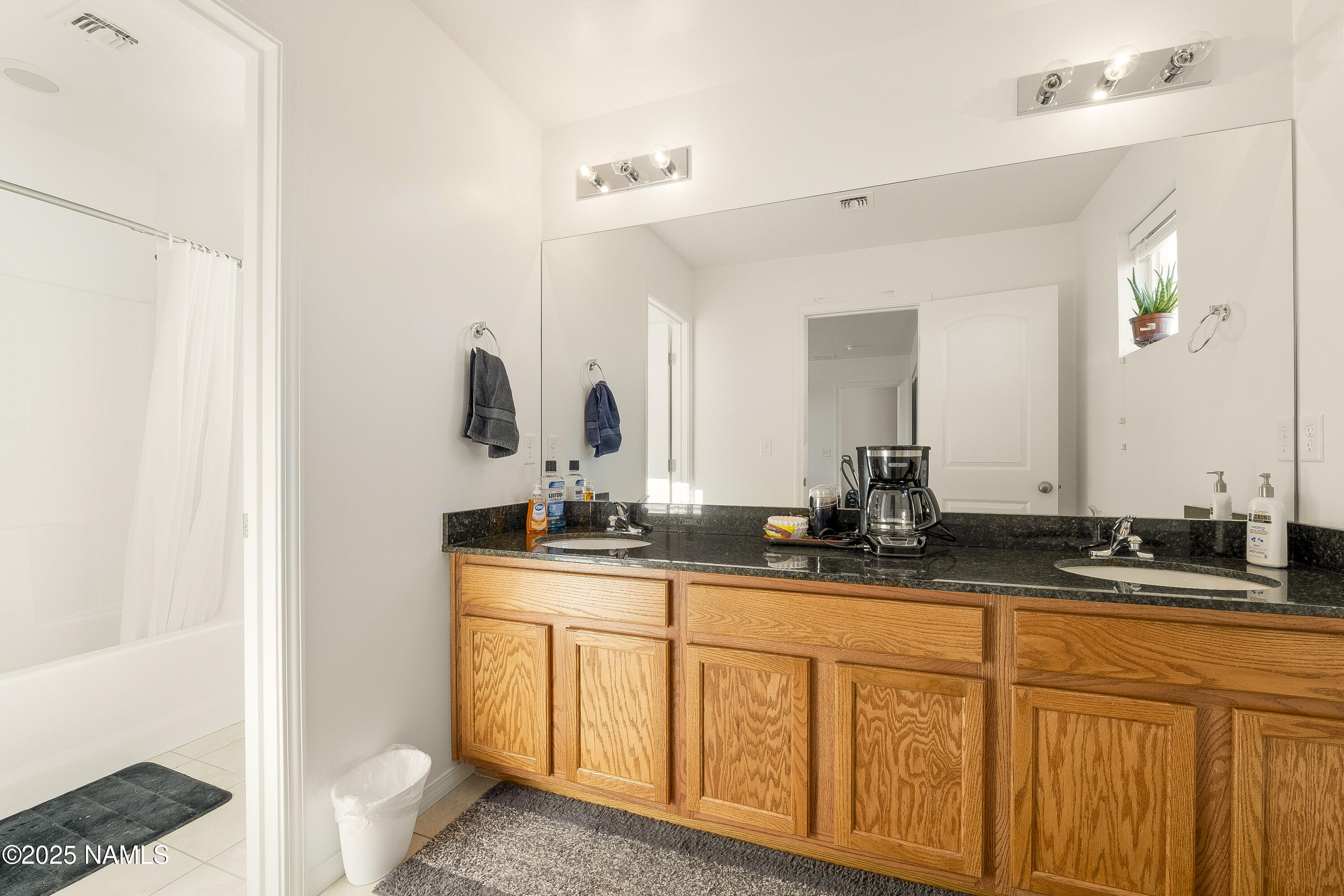 12361 Pegasus Road Bellemont, AZ 86015 - Photo 9 of 18 a bathroom with double sink and a mirror