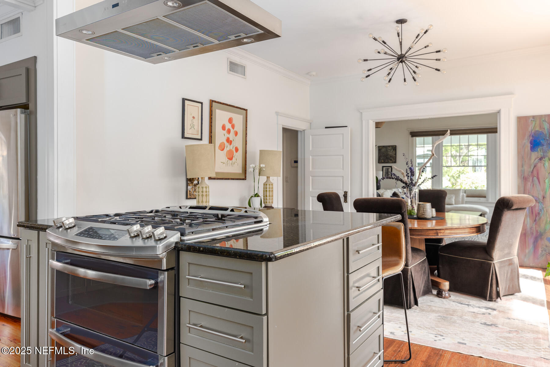 2122 Post Street Jacksonville, FL 32204 - Photo 23 of 69 a kitchen with stainless steel appliances a stove a sink cabinets and a dining table