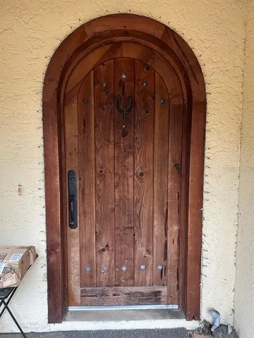 a view of wooden door