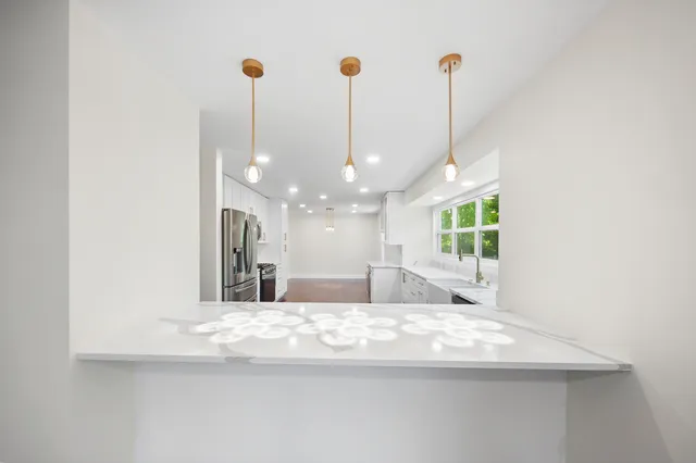 a view of a center island and a window