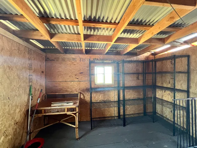 a view of a room with racks