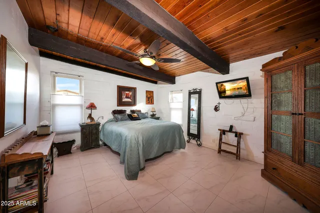 a bedroom with furniture