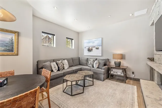 a living room with furniture and a couch