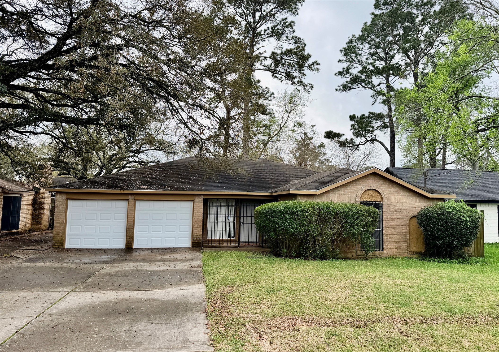 a view of a house with a yard and large tree