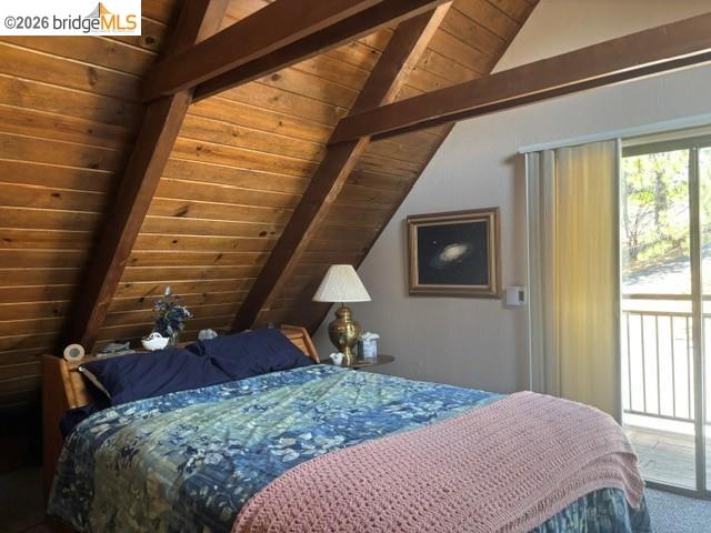 19711 Pleasantview Drive Groveland, CA 95321 - Photo 24 of 39 Vaulted wood-paneled ceiling with exposed beams
