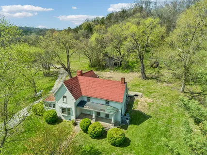 an aerial view of a house