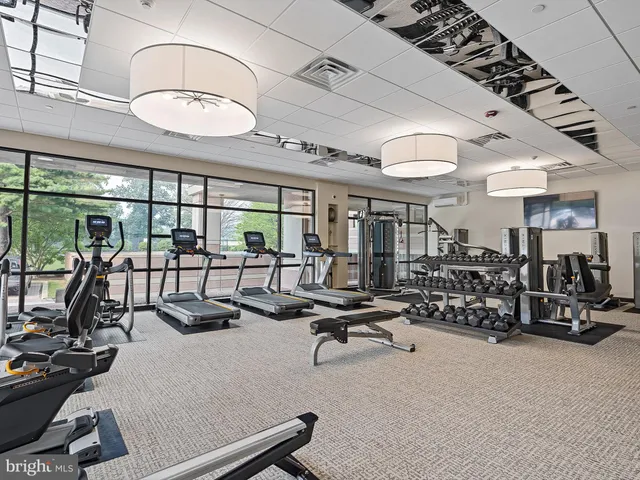 a view of a room with gym equipment