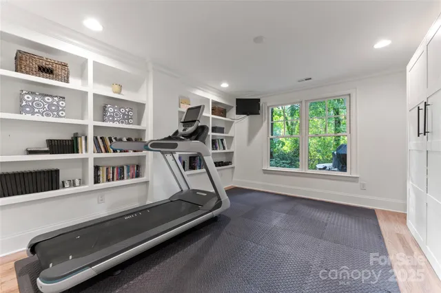 a view of a room with gym equipment
