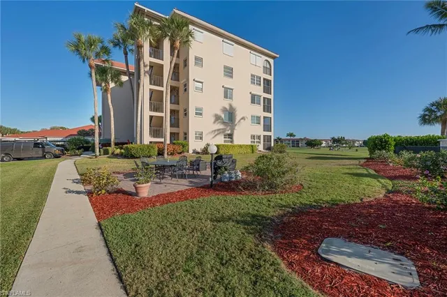 an outdoor view with patio