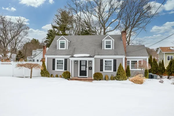 a view of a building with a snow