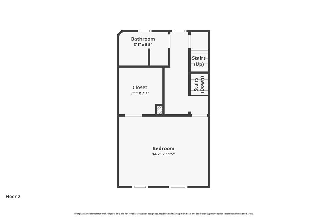 431 Pierce Street Bethlehem, PA 18015 - Photo 26 of 27 A well-designed floor plan details the upper level, featuring a spacious bedroom, a convenient closet, and a full bathroom.