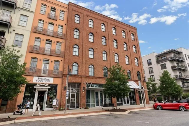 front view of a building with a street