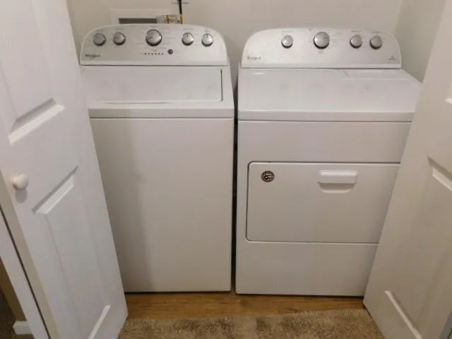 a close up view of washer and dryer
