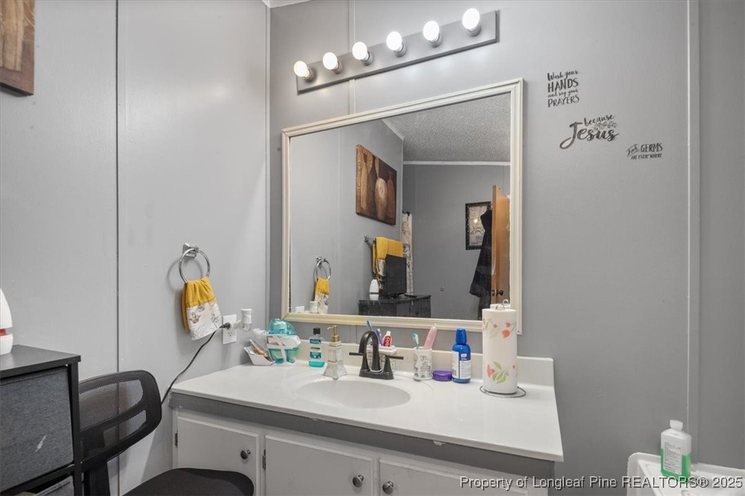 538 Participle Court Hope Mills, NC 28348 - Photo 28 of 32 a bathroom with a sink vanity and mirror