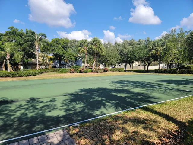 a view of a park with slide