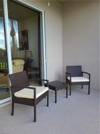 a view of a bench in the balcony
