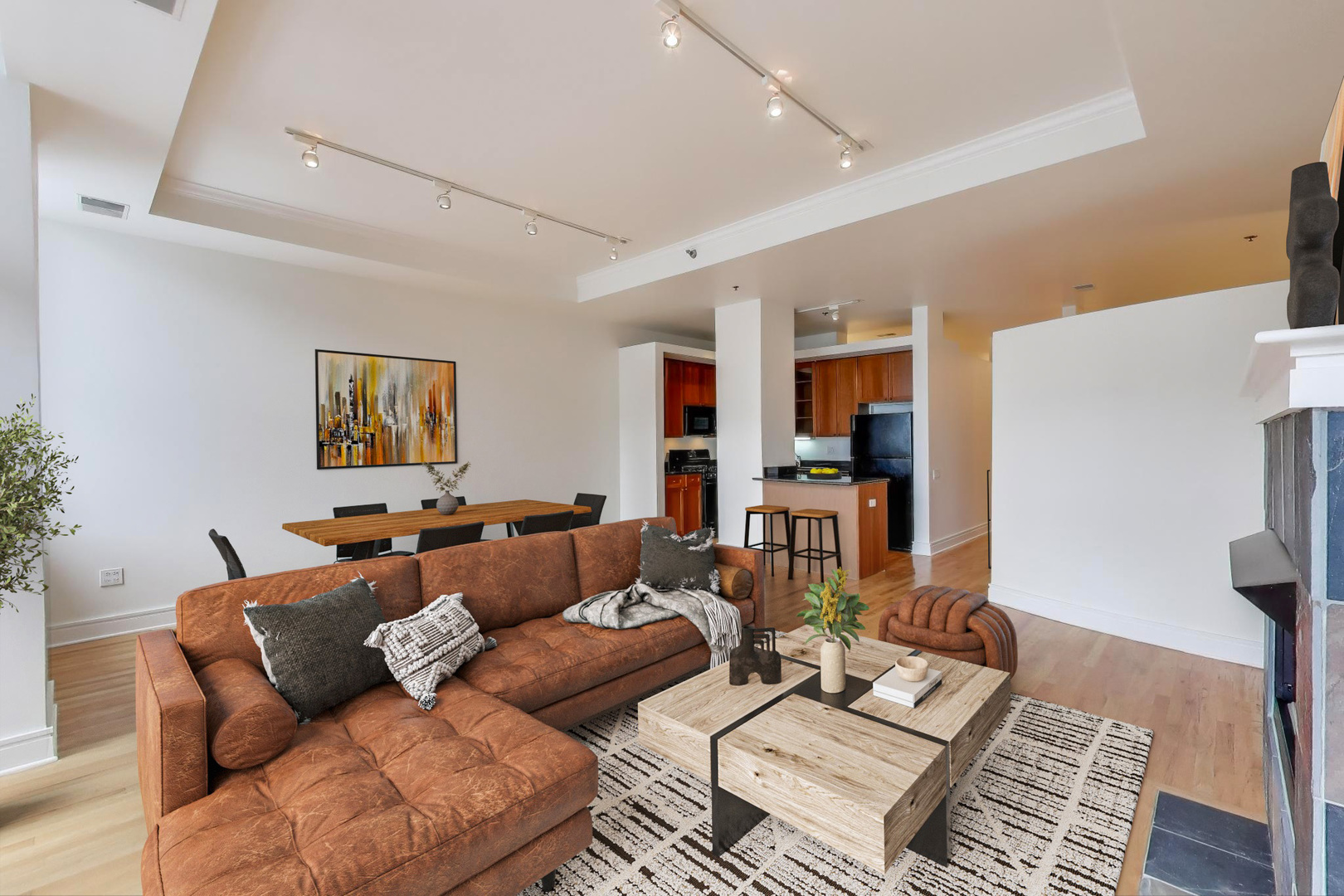212 West Washington Street, Unit 1708 Chicago, IL 60606 - Photo 6 of 36 a living room with furniture and a wooden floor