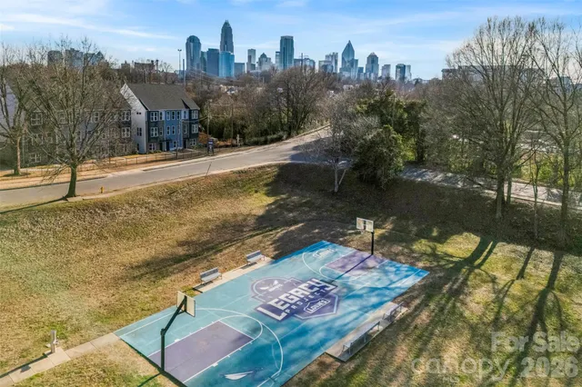 a view of a water pond with an outdoor seating