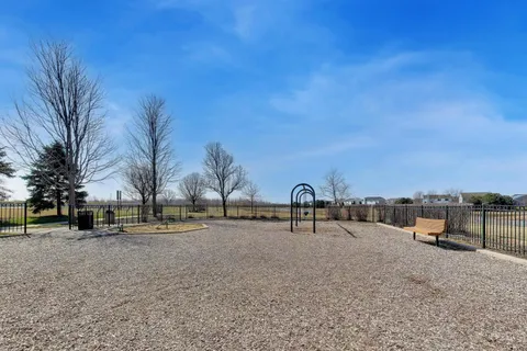 a view of a park with slide
