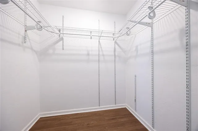 a view of a room with racks on the wall