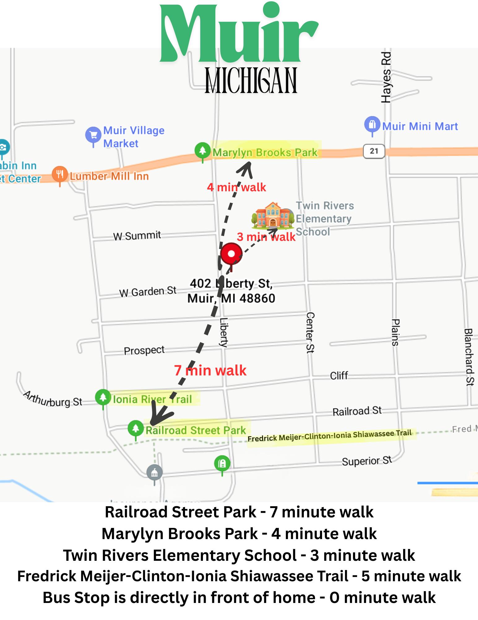 402 Liberty Street Muir, MI 48860 - Photo 24 of 27 Walking Distance