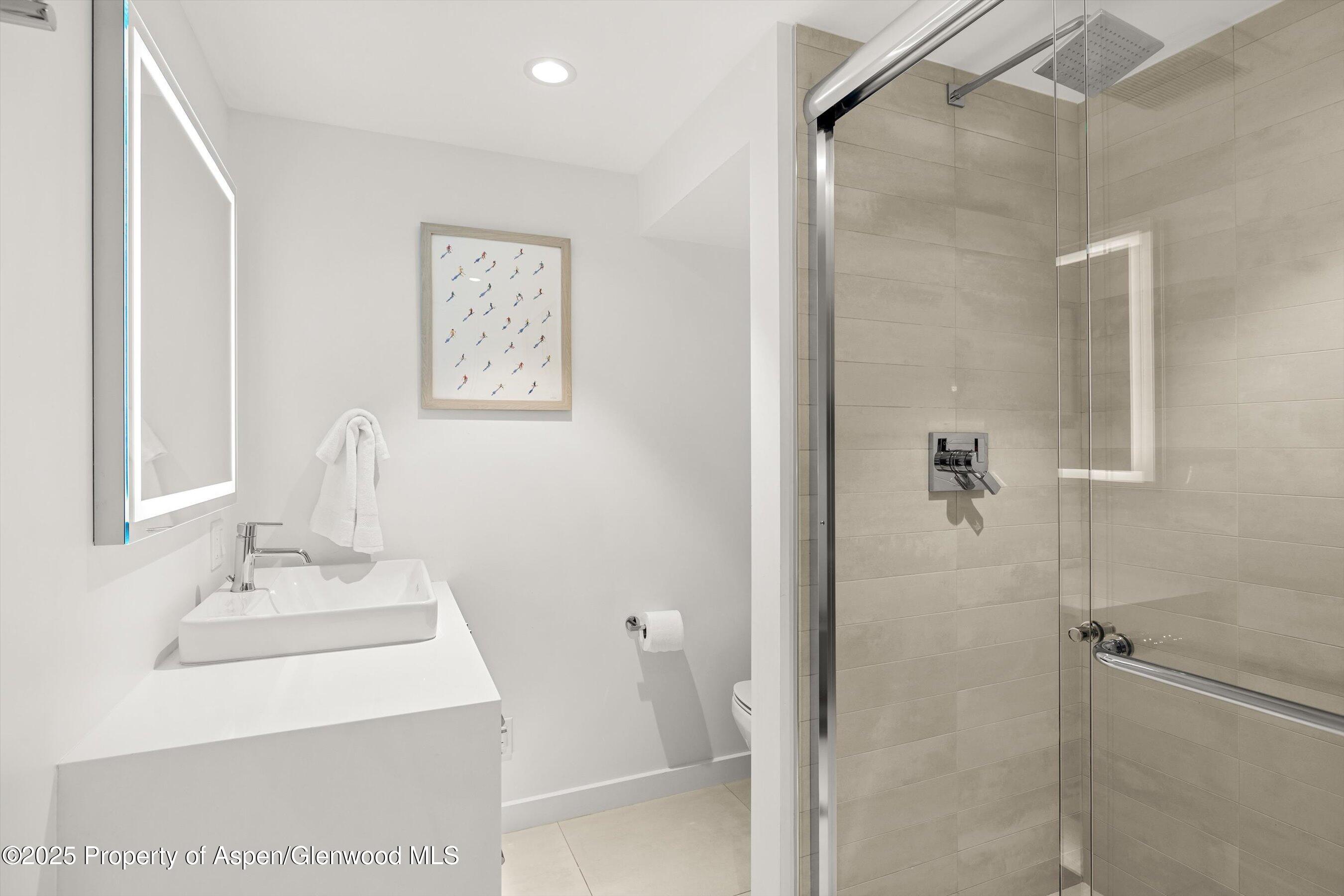 800 South Mill Street, Unit 303C Aspen, CO 81611 - Photo 17 of 32 a bathroom with a sink and a mirror