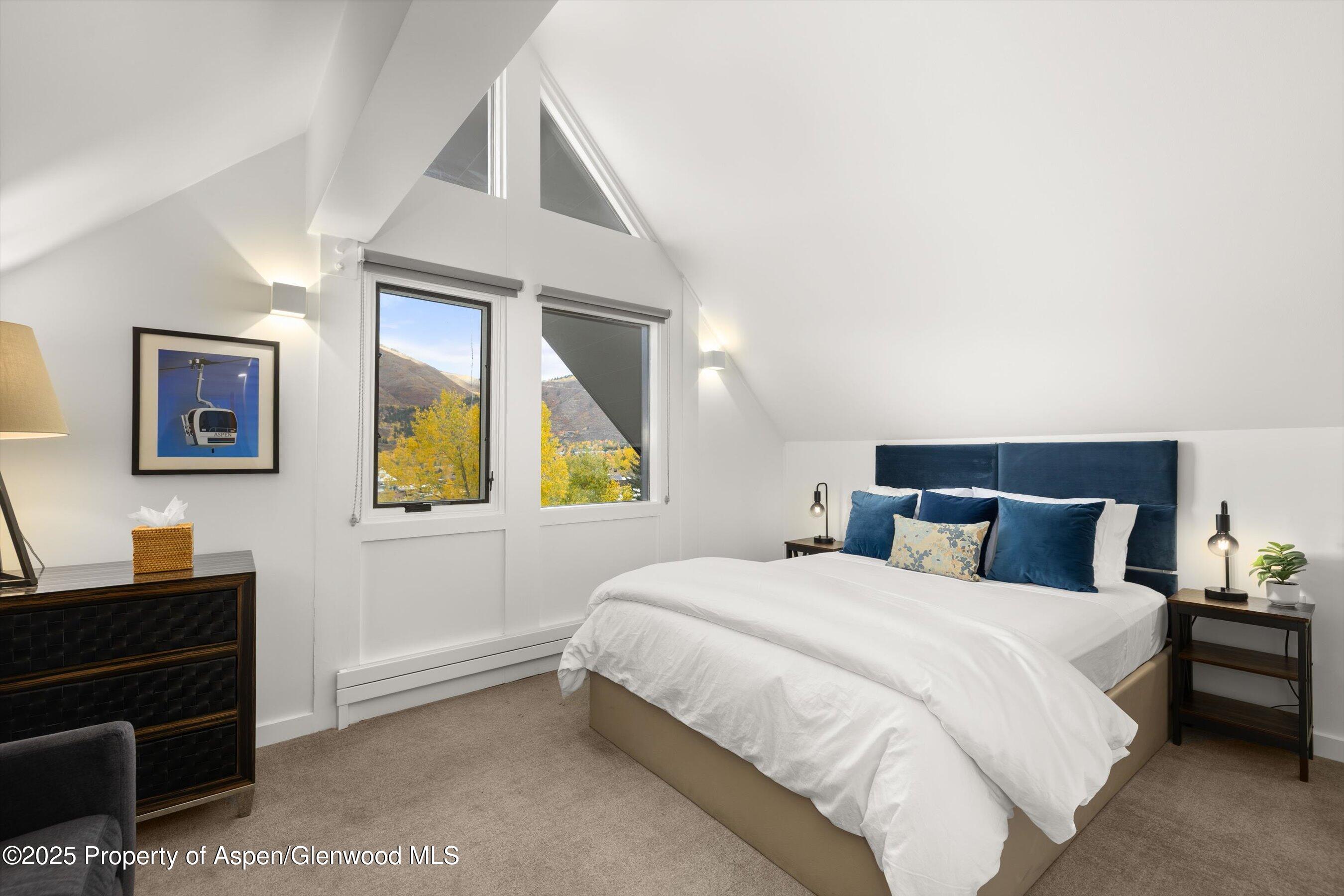 800 South Mill Street, Unit 303C Aspen, CO 81611 - Photo 20 of 32 a bedroom with a bed and a desk