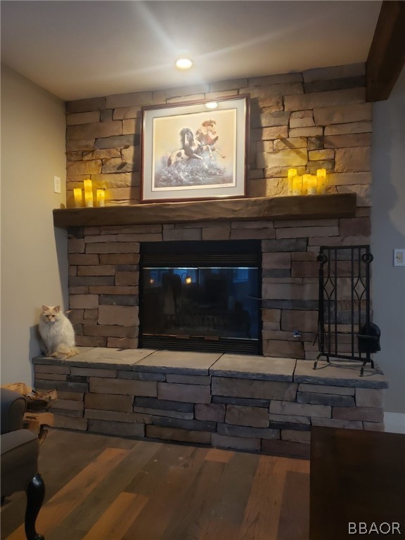 270 Spruce Lane Sugarloaf, CA 92386 - Photo 11 of 39 a kitchen with stainless steel appliances kitchen island granite countertop a stove a sink and a microwave