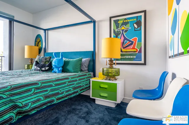 a view of a room with racks on the wall