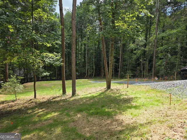 a view of backyard with a small pool