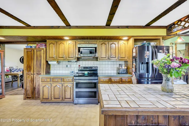 a living room with a large window
