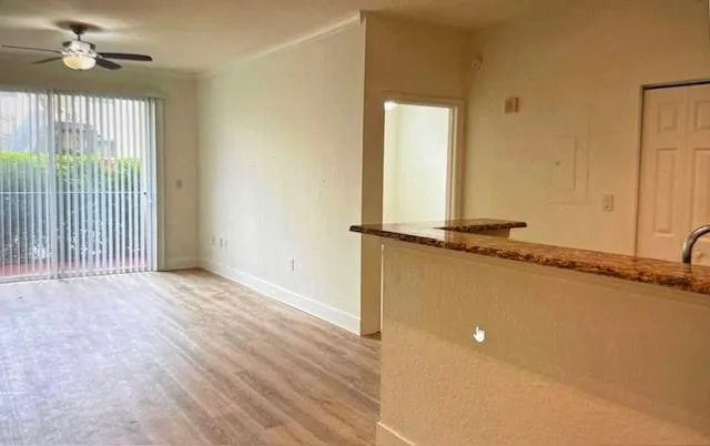 an empty room with windows