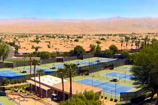 a view of a lake with boats and trees in the background