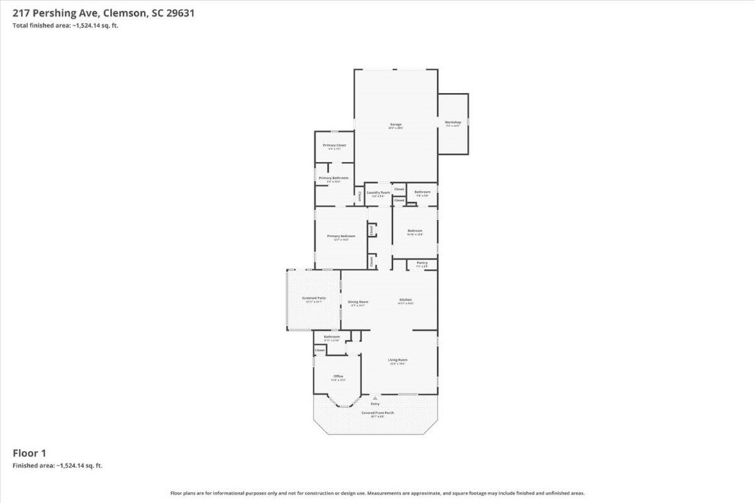 217 Pershing Avenue Clemson, SC 29631 - Photo 37 of 37 Visualize your future home's flow with this detailed floor plan layout.
