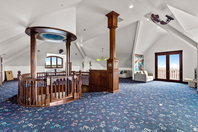 5615 East Eight Mile Gap Road Kanab, UT 84741 - Photo 45 of 81 Additional living space featuring carpet, french doors, and recessed lighting