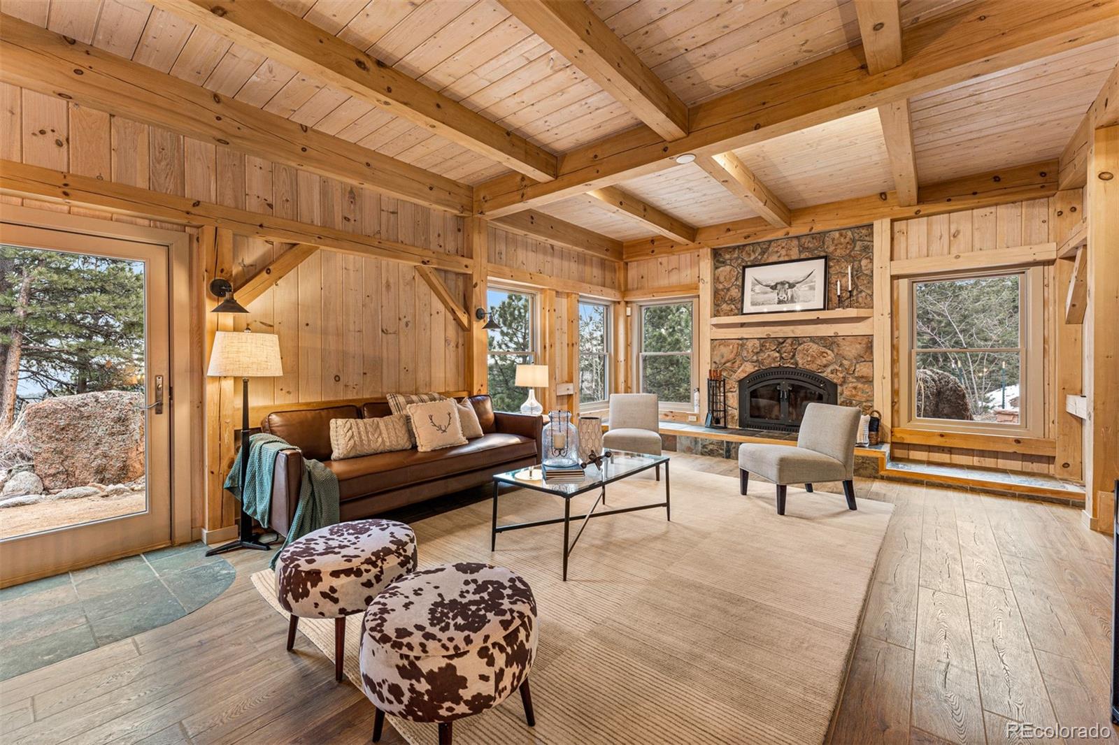 1057 Reed Ranch Road Boulder, CO 80302 - Photo 11 of 40 a living room with furniture and a fireplace