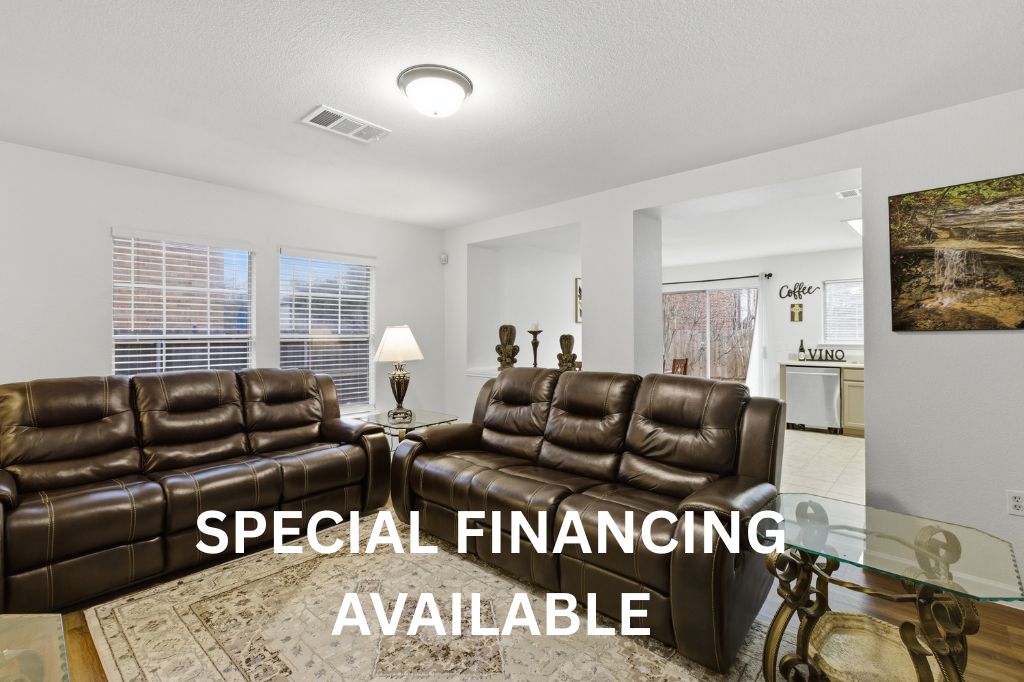 a living room with furniture