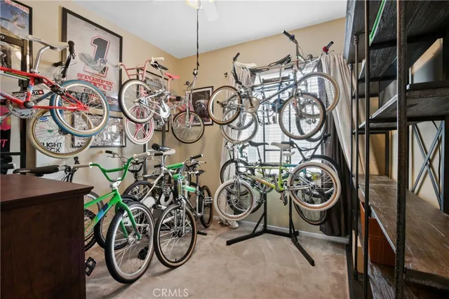 a view of a bunch of bicycles with a bike