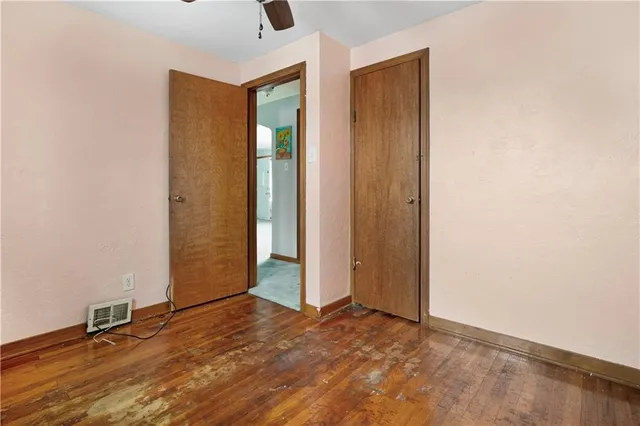 an empty room with a door