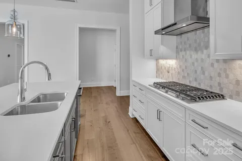 a kitchen with sink a stove and refrigerator