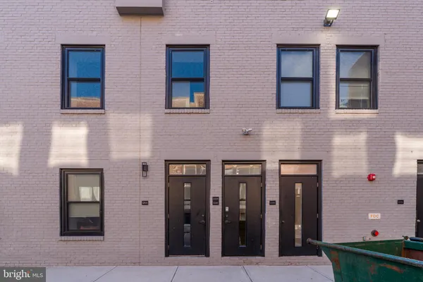 a front view of a building with entryway